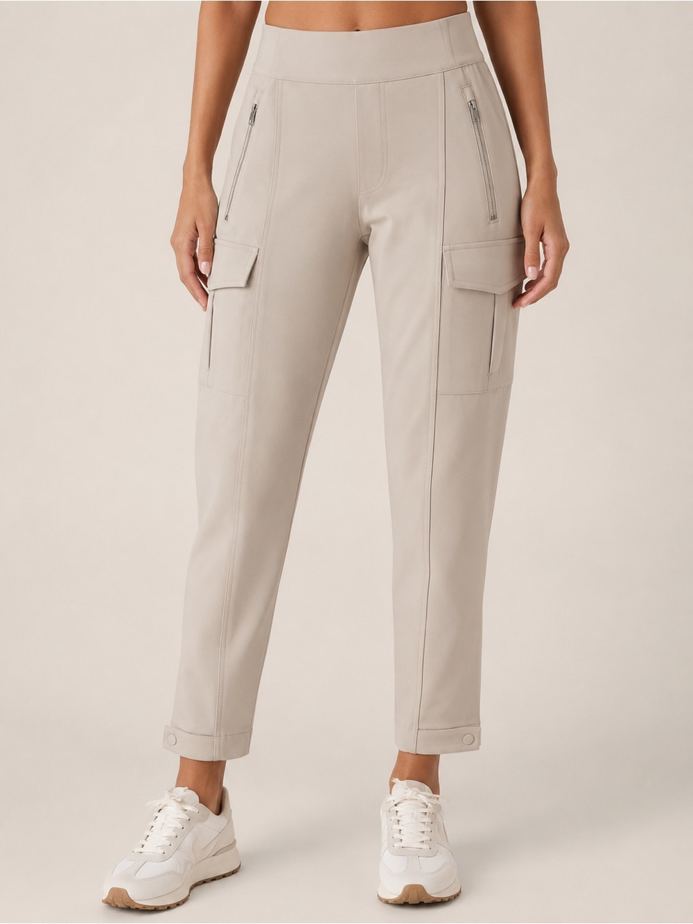 Athleta Endless Cargo Pant Beige Stretch Jogger Utility Pants NWT Women's 0